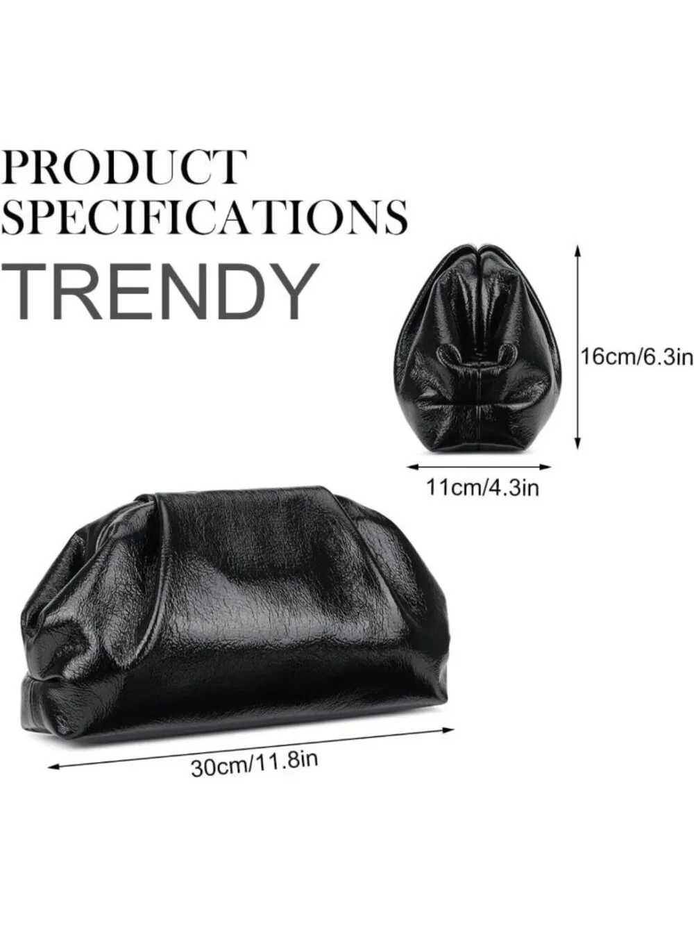 Chic Metallic Leather Ruched Clutch Bag - Elegant Evening Purse for Weddings
